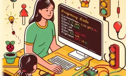 Nauczycielka tłumacząca i sprawdzająca kodowanie Raspbery Pi